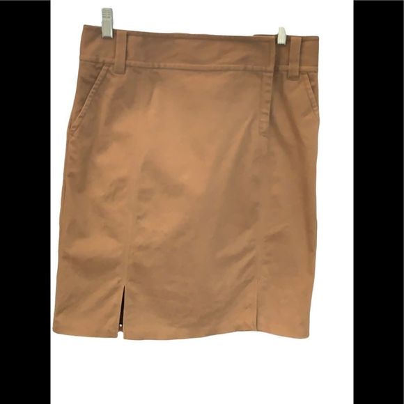 J Crew Women’s Cotton Spandex Tan Pencil Skirt Front Slits Pockets Size 8 - Picture 1 of 8